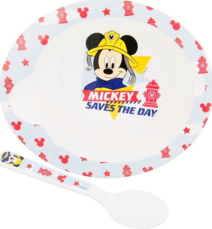 Disney Mickey Mouse - Zestaw do mikrofali (miseczka i lyzka) uniwersalny 36780-uniw (8412497440788) piederumi bērnu barošanai