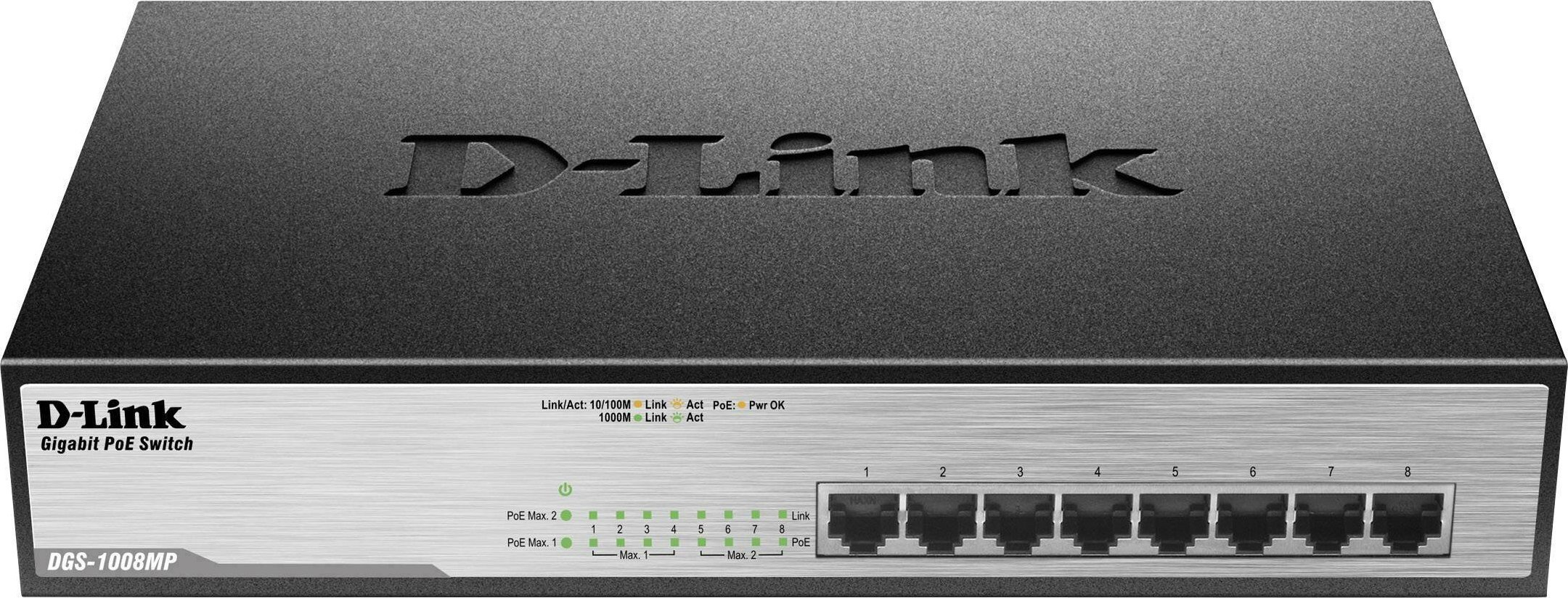 D-Link 8-Port Desktop Gigabit, 8 X PoE+ up to 30W, max. 140W komutators