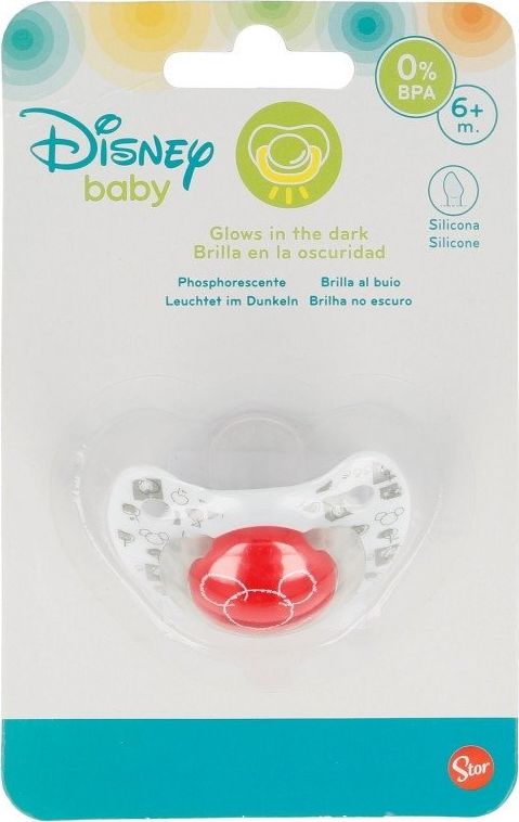 Disney Mickey Mouse - Smoczek silikonowy w anatomicznym ksztalcie 6 m+ (swiecacy w ciemnosci) uniwersalny 36422-uniw (8412497908080) māneklītis, knupis