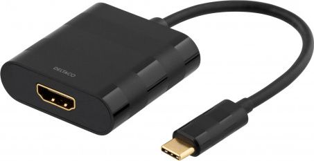 Adapter USB Deltaco USB-C - HDMI Czarny  (Deltaco USBC-HDMI ekstern videoadapter) Deltaco USBC-HDMI ekstern videoadapter (7333048008176)