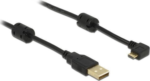 DeLOCK 83250 Kabel USB-A auf USB micro-B gewinkelt USB 2.0 Typ-A Stecker auf USB 2.0 Typ Micro-B St. 1m black USB kabelis