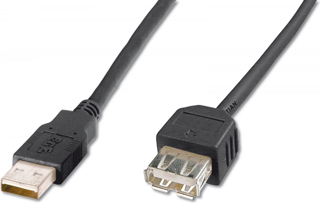 Kabel USB Digitus USB-A - USB-A 1.8 m Czarny (AK300200018S) AK300200018S (4016032283188) USB kabelis