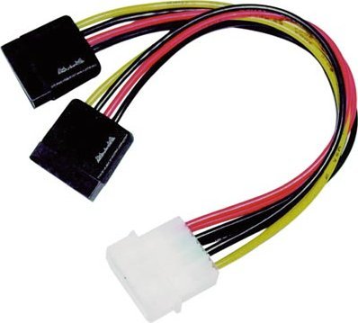 Kabel zasilajacy Deltaco Deltaco strmkabel - 1x molex til 2x SATA Deltaco strmkabel - 1x molex til 2x SATA (7340004616474) kabelis datoram