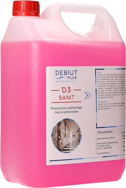 Debiut Plus Professional Debiut Plus Professional D3 Sanit - Preparat do codziennego mycia sanitariatow - 5 l D3 SANIT 5L (5907662640689) Sadzīves ķīmija