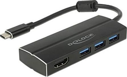 DeLOCK Adapter USB C 3.1 > 3x USB 3.0 A Hub + HDMI 4K USB kabelis