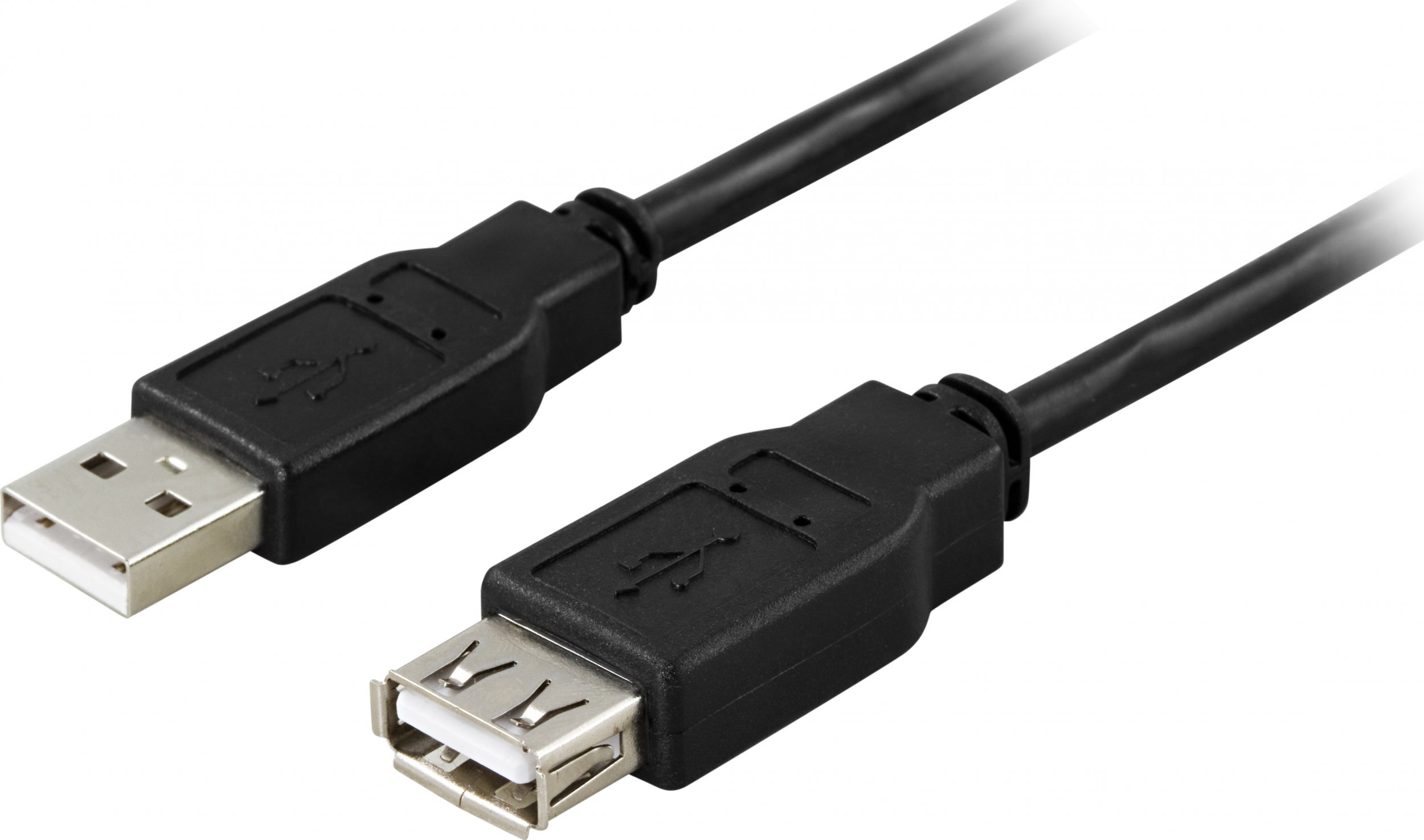 Kabel USB Deltaco USB-A - USB-A 0.5 m Czarny (USB2-11S) USB kabelis