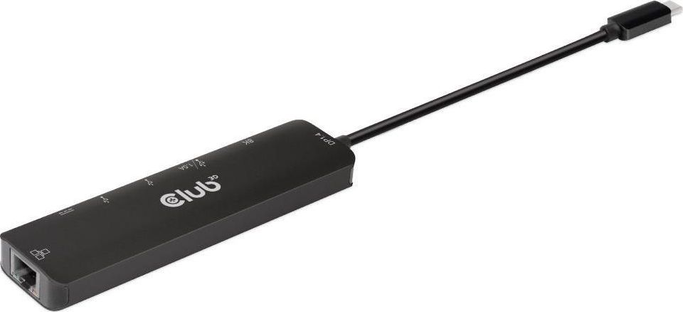 CLUB3D USB Gen1 Type-C, 6-in-1 Hub with HDMI 8K30Hz, 2xUSB Type-A, RJ45 and 2xUSB Type-C, Data and PD charging 100 watt USB centrmezgli