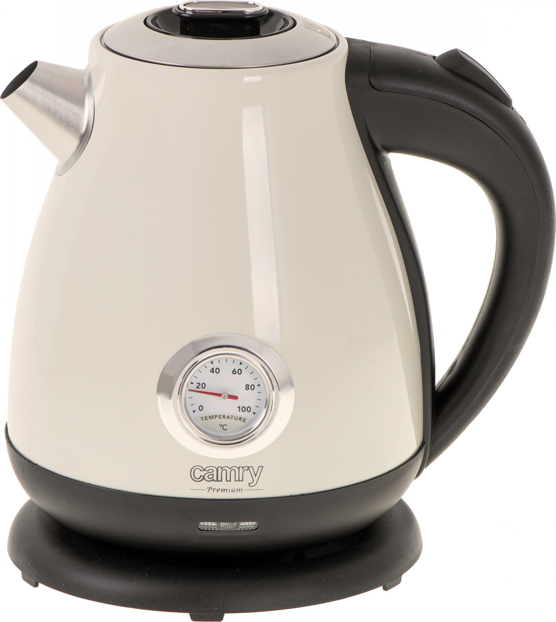 Camry Kettle with a thermometer CR 1344 Electric, 2200 W, 1.7 L, Stainless steel, 360 degrees  rotational base, Cream Elektriskā Tējkanna