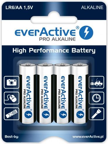 Alkaline batteries everActive Pro Alkaline LR6 AA - blister card - 4 pieces Baterija