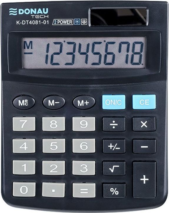 Kalkulator Donau Kalkulator biurowy DONAU TECH, 8-cyfr. wyswietlacz, wym. 134x104x17 mm, czarny K-DT4081-01 (5901503615812) kalkulators