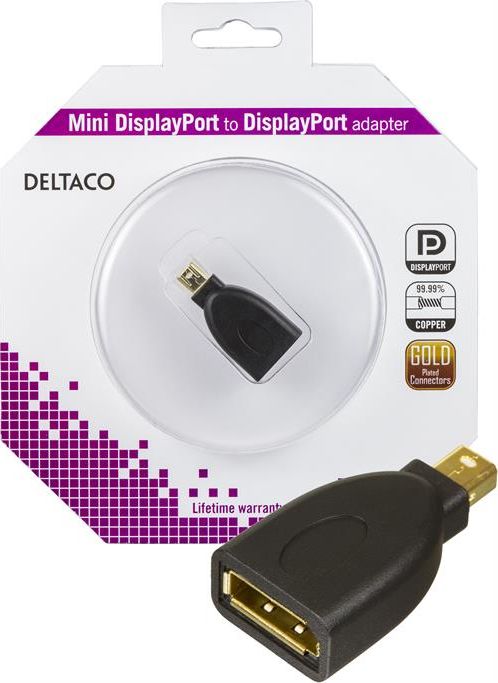 Adapter AV Deltaco DisplayPort Mini - DisplayPort czarny (Deltaco MDP-DP - DisplayPort adapter) Deltaco MDP-DP - DisplayPort adapter (734000