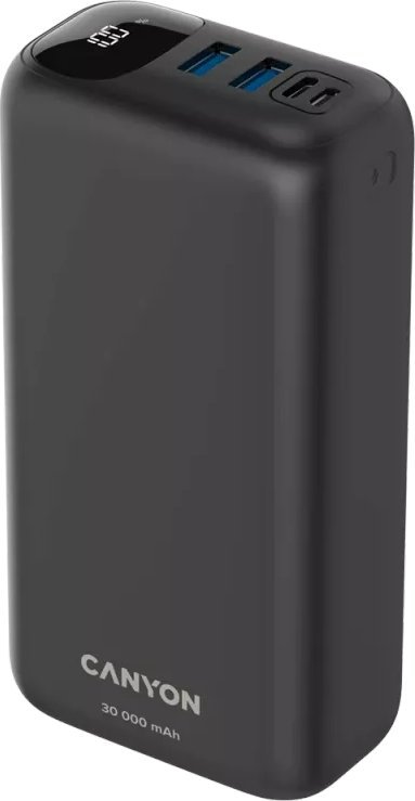 Canyon Powerbank PB-301   30000 mAh  PD/QC/Display     black retail Powerbank, mobilā uzlādes iekārta