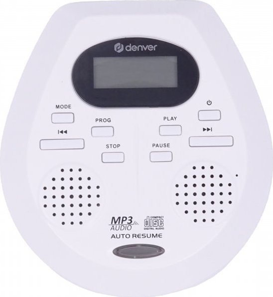 Denver DMP-395W portable CD/MP3 player with auto resume and anti-shock function white magnetola
