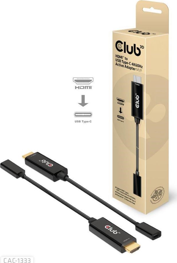 Adapter USB Club 3D CAC-1333 USB-C - HDMI Czarny  (500706) 500706 (8719214472047)