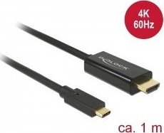 Adapter AV Delock Cable USB Type-C male > HDMI male (DP Alt Mode) 4K 60 Hz 1m black DE-85290