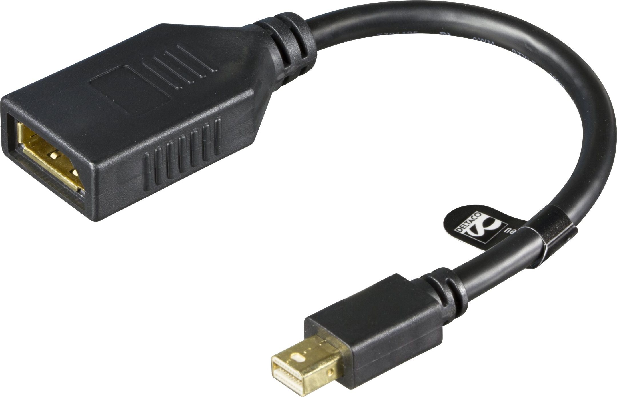 Adapter AV Deltaco DisplayPort Mini - DisplayPort czarny (Deltaco MDP-DP1 - 15cm Mini DisplayPor) Deltaco MDP-DP1 - 15cm Mini DisplayPor (73