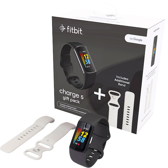 Fitbit Charge 5 Gift Pack, black/white 810073611566 Viedais pulkstenis, smartwatch