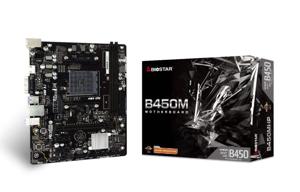 Biostar B450MHP motherboard AMD B450 Socket AM4 micro ATX pamatplate, mātesplate