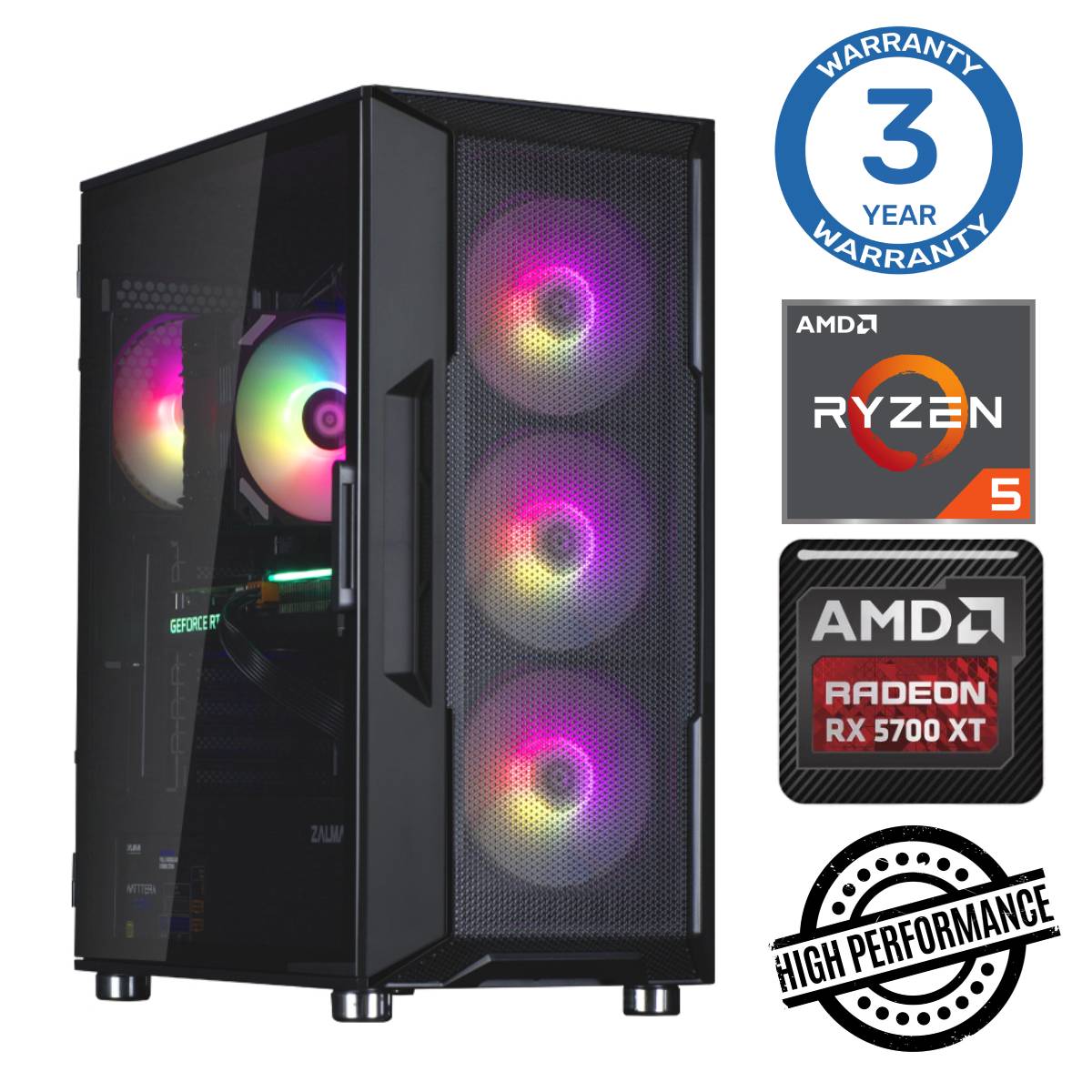 INTOP Ryzen 5 5600X 64GB 1TB SSD M.2 NVME+2TB RX5700 XT 8GB no-OS RW37749NS (ENS411537749) dators