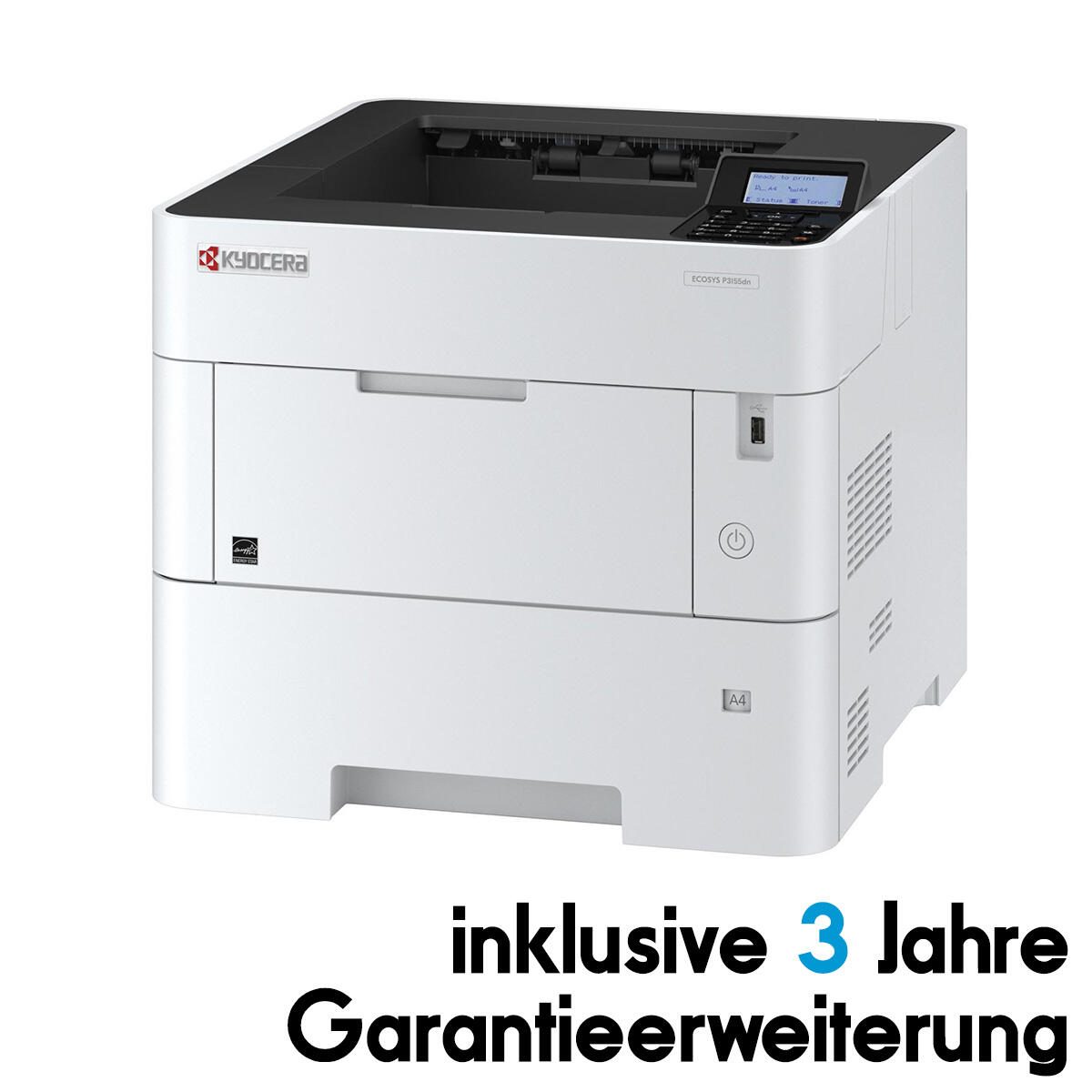 KYOCERA Klimaschutz-System ECOSYS P3155DN/KL3 Laserdrucker s/w (A4, Duplex, Netzwerk, USB) printeris