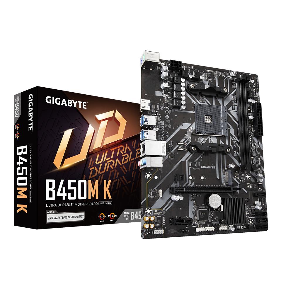 Gigabyte B450M K (rev. 1.0) AMD B450 Socket AM4 micro ATX pamatplate, mātesplate