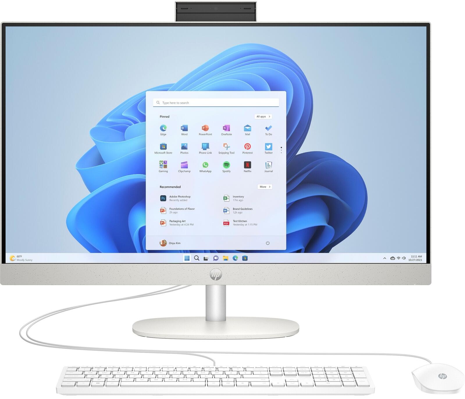 HP 27-cr0005ng All-in-One-PC 68,6 cm (27 Zoll)(AMD Ryzen Trademark  3 7320U, 8GB RAM, 512GB SSD, Full HD, Win11 Home)