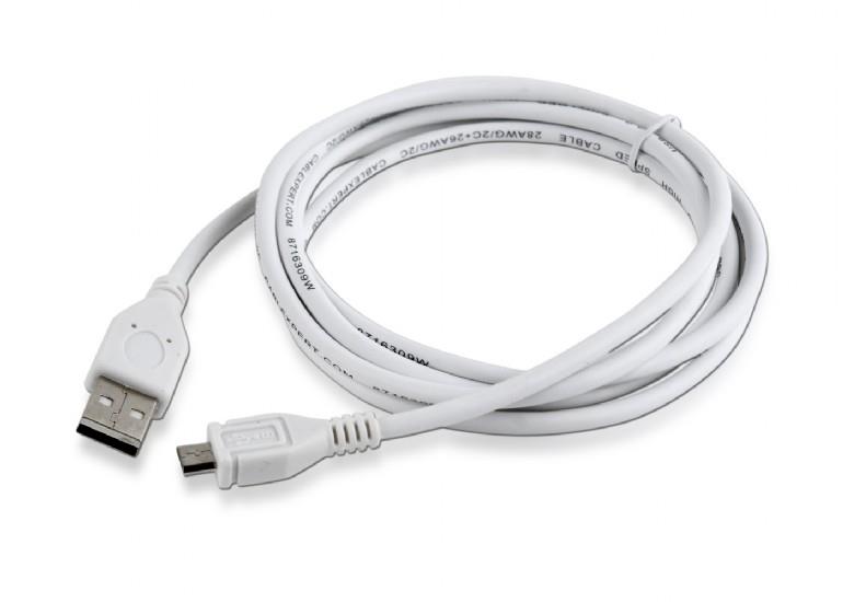 Gembird micro USB cable 2.0 AM-MBM5P 1,8M white USB kabelis