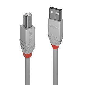 Lindy USB 2.0 Kabel Typ A/B Anthra Line 0.5m kabelis, vads