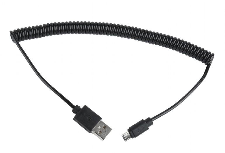 Gembird USB Male - MicroUSB Male 1.8m Black Coiled USB kabelis