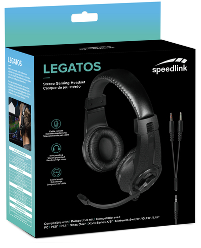 Speedlink headset Legatos PC/PS5/PS4/Xbox Series X/S/Switch/OLED/Lite (SL-860014-BK) 4027301772470 austiņas