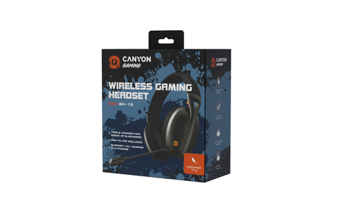 CANYON Ego GH-13, Gaming BT headset, +virtual 7.1 support in 2.4G mode, with chipset BK3288X, BT version 5.2, cable 1.8M, size: 198x184x79mm austiņas