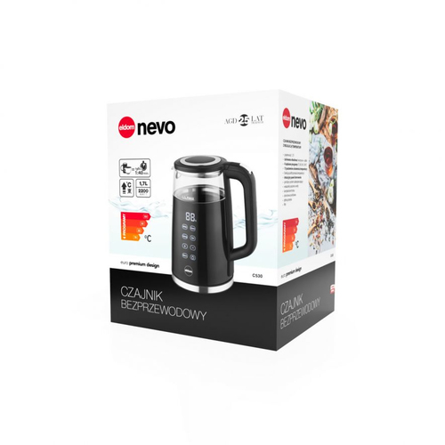 ELDOM C530 NEVO electric kettle 1.7 L 2200 W Black, Transparent Elektriskā Tējkanna