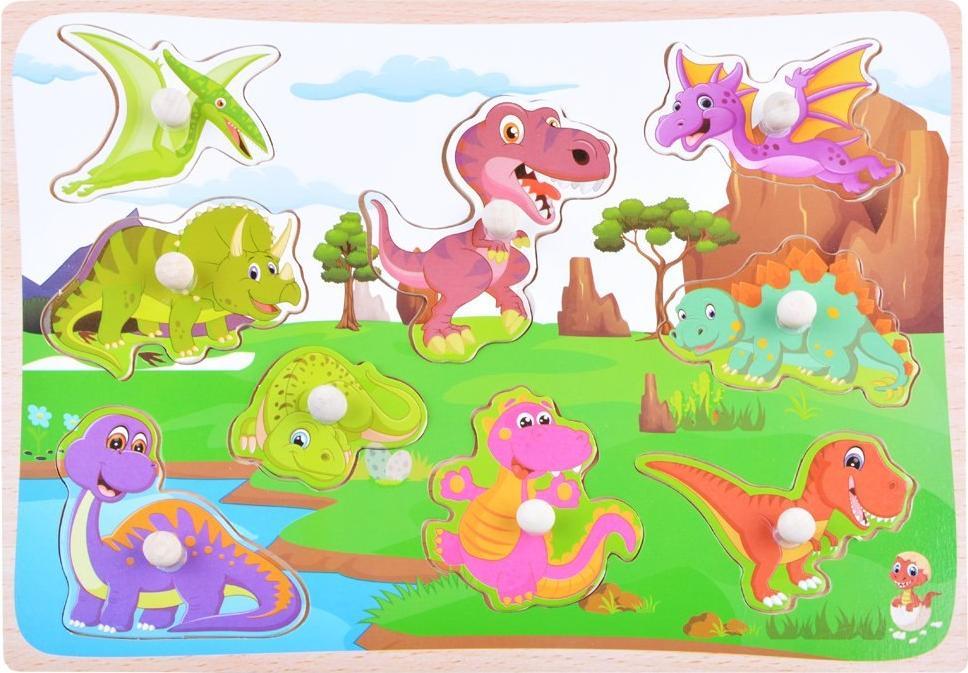 Jokomisiada Puzzle drewniane Dinozaury ukladanka 9 ele ZA3595 ZA3595 (5905258507057) bērnu rotaļlieta