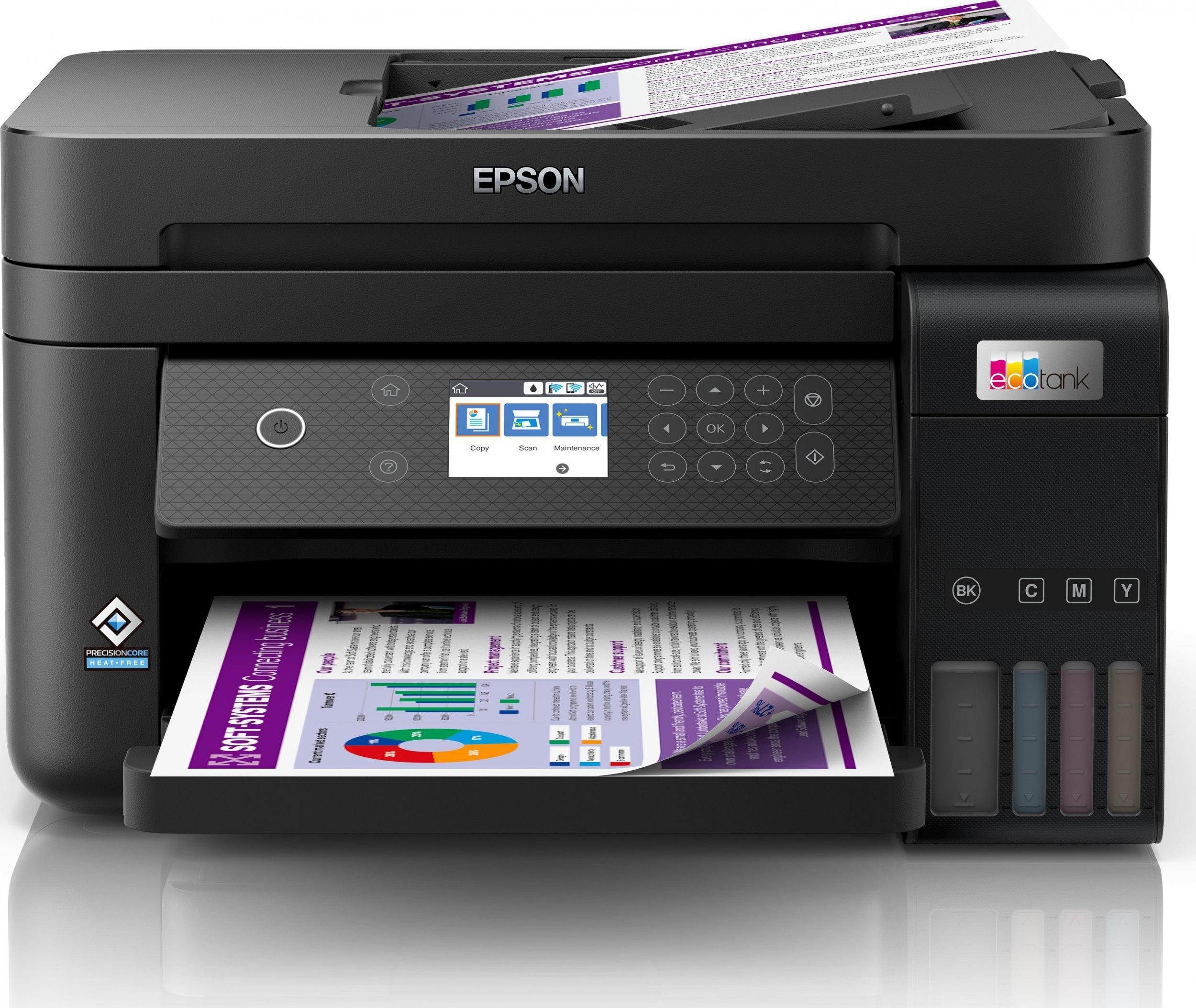 Epson EcoTank ET-3850 Tintenstrahl-Multifunktionsgerat (A4,Drucken, Kopieren, Scannen, Tintentanksystem, USB, Wi-Fi,ADF printeris