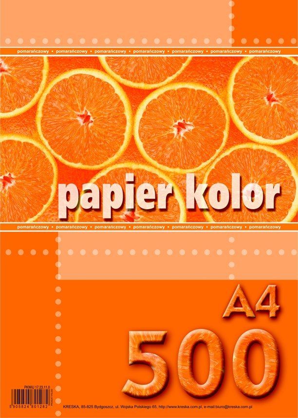 Kreska Papier ksero A4 80g pomaranczowy 500 arkuszy AA636KRS (5905824801282) papīrs