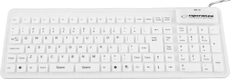 ESPERANZA Keyboard Silicone EK126W USB / OTG Flexible Waterproof / White klaviatūra