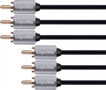Kabel Kruger&Matz RCA (Cinch) x3 - RCA (Cinch) x3 1.8m szary (KM0307) KM0307 (5901436784739) kabelis video, audio