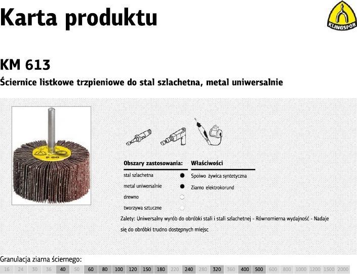 Klingspor KLINGSPOR SCIERNICA LISTKOWA TRZPIENIOWA KM613 20mm x 20mm x 6mm gr. 40 284743 (4014855111862)