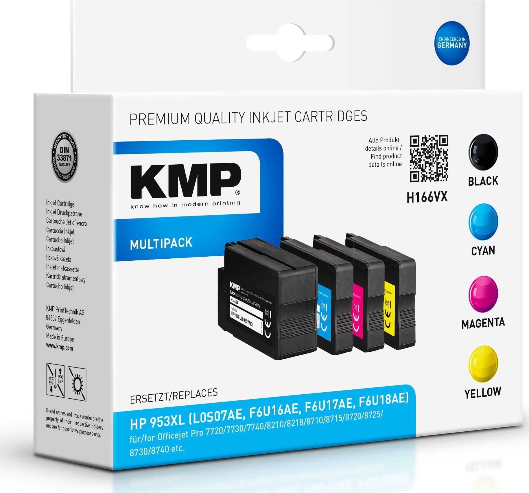 KMP H166VX Multipack BK/C/M/Y compatible with HP 953 XL