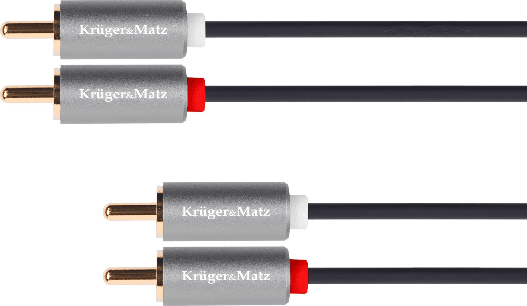 Kabel Kruger&Matz RCA (Cinch) x2 - RCA (Cinch) x2 3m szary (5076) 5076 (5901890033084) kabelis video, audio