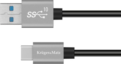 Kabel USB Kruger&Matz USB-A - USB-C 1 m Czarny (KM1263) KM1263 (5901890069359) USB kabelis
