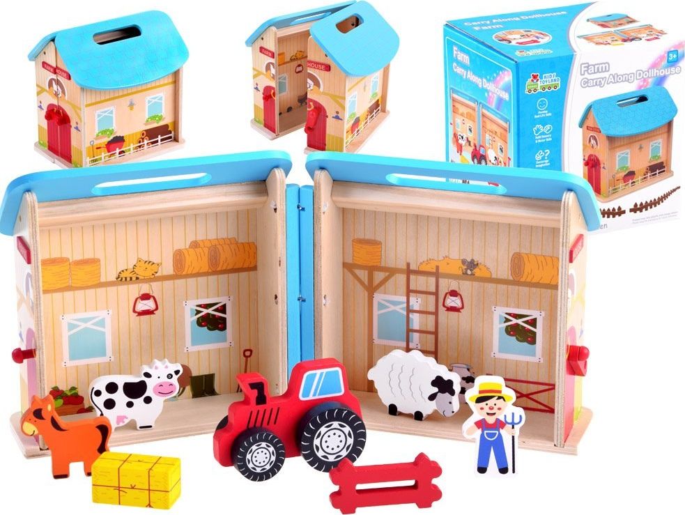Figurka Jokomisiada Drewniany skladany domek, farma, zwierzeta (ZA3723) ZA3723 (5905258512419) bērnu rotaļlieta