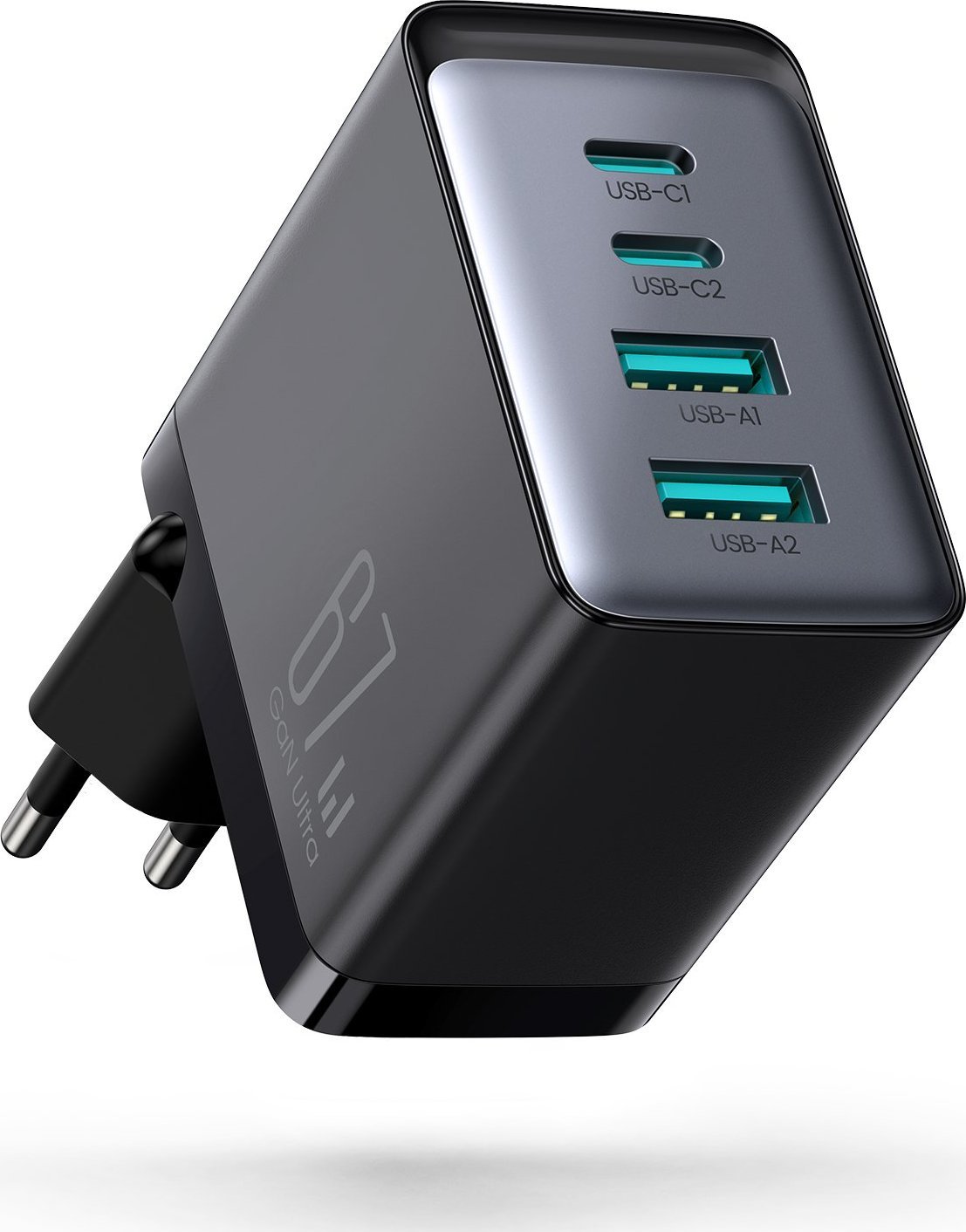 Ladowarka Joyroom Ladowarka sieciowa Joyroom TCG02 GaN 67W 4-port (2x USB, 2x USB C) czarna + kabel USB-C/USB-C 100W 1.2m JYR621 (6956116742 iekārtas lādētājs