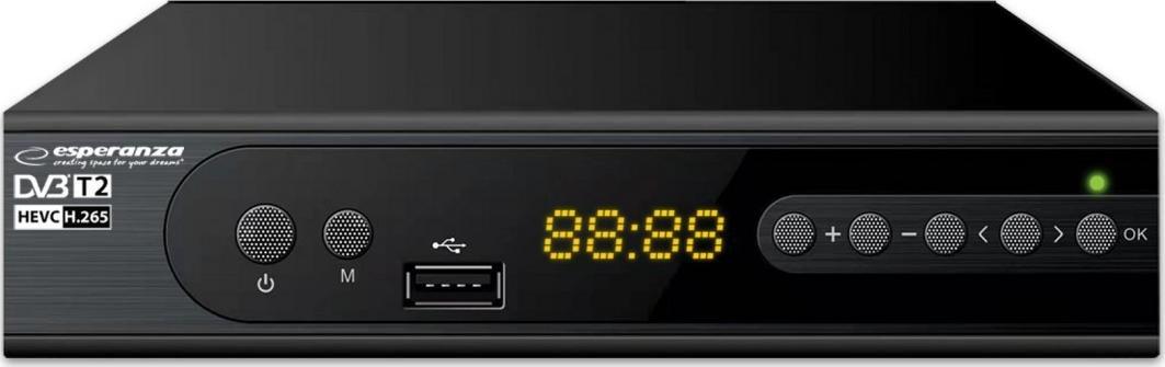 Esperanza EV106R Digital DVB-T2 H.265/HEVC tuner, Black uztvērējs