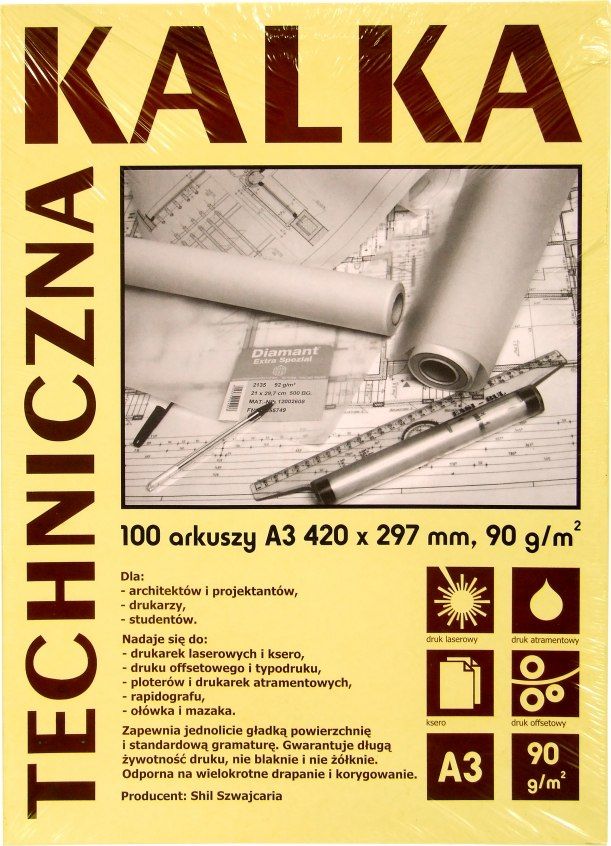 Koh I Noor Kalka kreslarska KOH-I-NOOR Diamant A3 10ark. 90g Koh-I-Nor AG601KH (5902927310222) biroja tehnikas aksesuāri