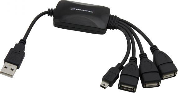 HUB USB Esperanza 1x microUSB  + 3x USB-A 2.0 (EA-158) EA-158 (5901299925034) USB centrmezgli