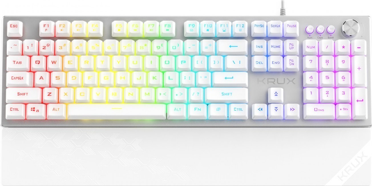 KRUX Frost Silver-White RGB Gaming Keyboard klaviatūra