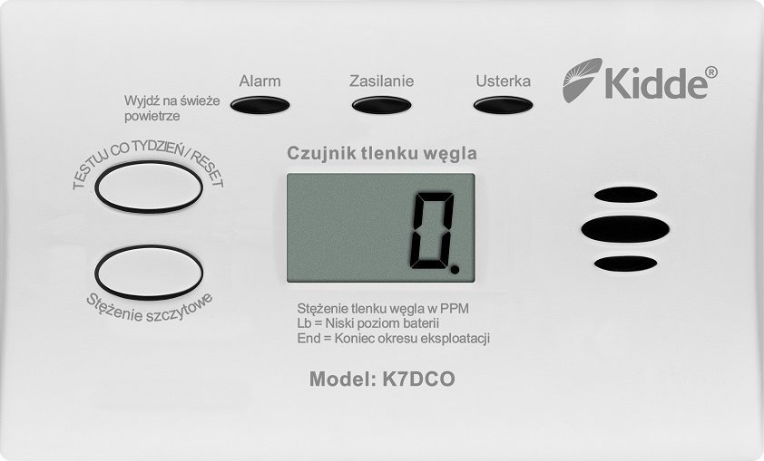 Kidde Czujnik czadu (tlenku wegla) K7DCO z wyswietlaczem 1_809475 (047871313402) drošības sistēma