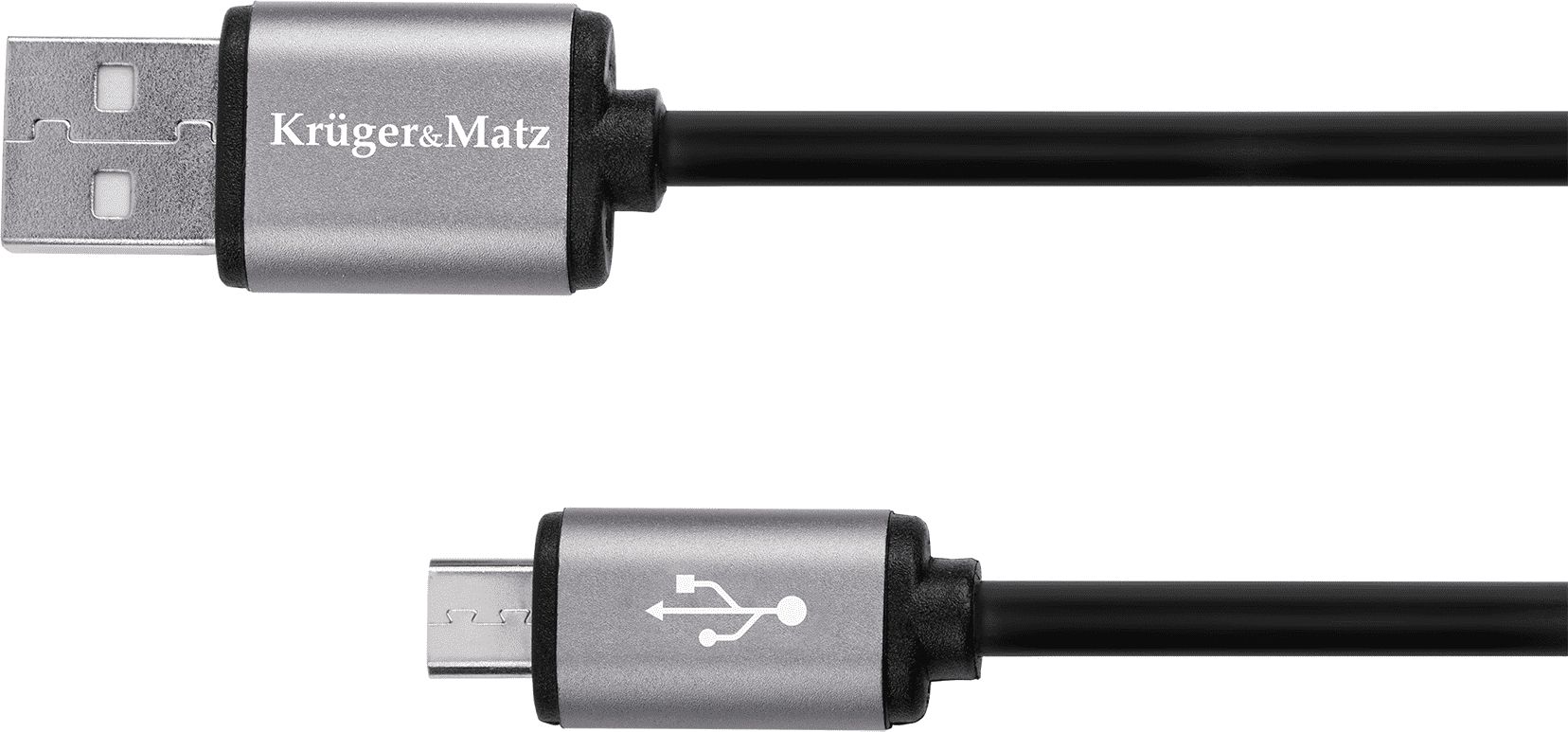 Kabel USB Kruger&Matz USB-A - microUSB 1.8 m Srebrny (KM1236) KM1236 (5901890033336) USB kabelis