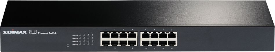 Edimax Gigabit Ethernet 16-Port Switch (16x1000Base-TX/RJ-45, 802.3 10Base-T, 802.3u 100Base-TX, 802.3x Flow Control, MAC Address 8K, Buffer komutators